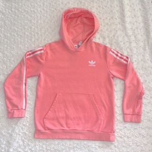 ADIDAS VINTAGE PINK AND WHITE HOODIE size Youth Medium in excellent condition.